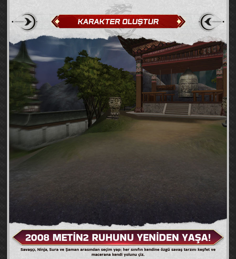 Sezar2 karakter seçim ekranı – Savaşçı, Ninja, Sura ve Şaman 3D önizleme